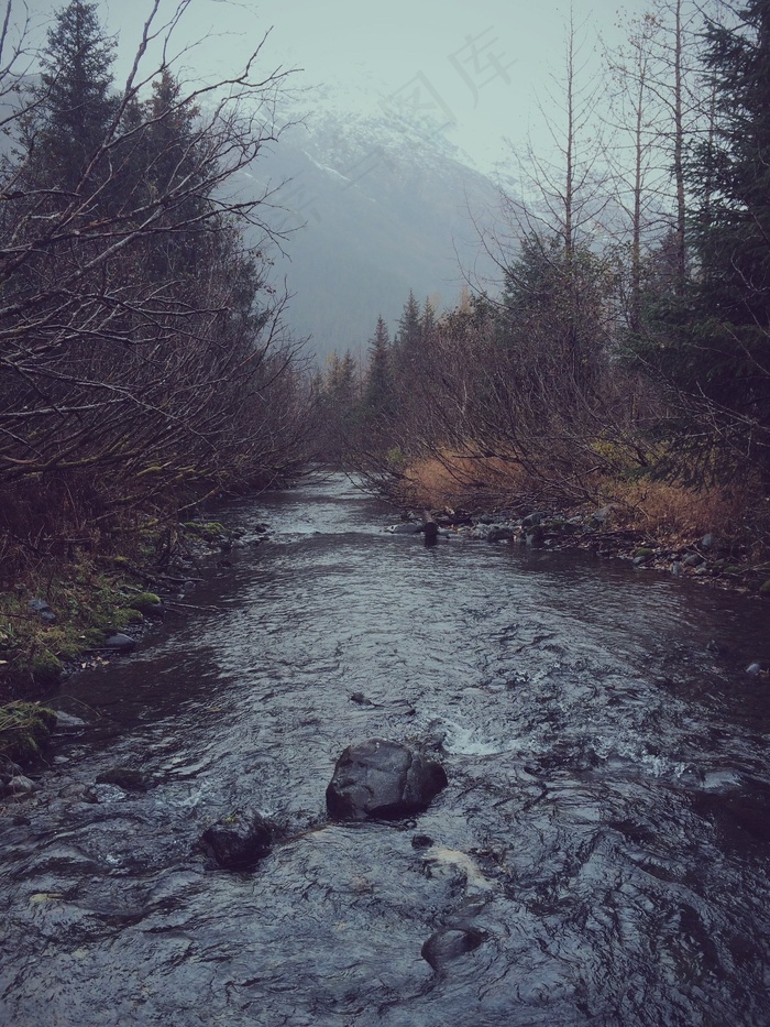 河流，山脉，自然，景观，水，森林