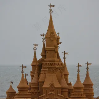 沙堡，沙，海，雕塑，艺术
