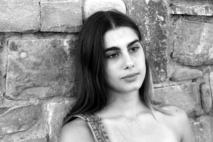 女孩，黑与白，肖像，脸，头发，女人