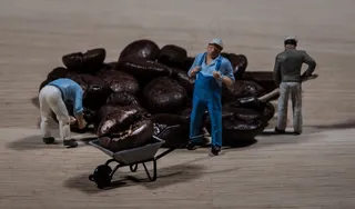 工人，咖啡，咖啡豆，咖啡厅，独轮车