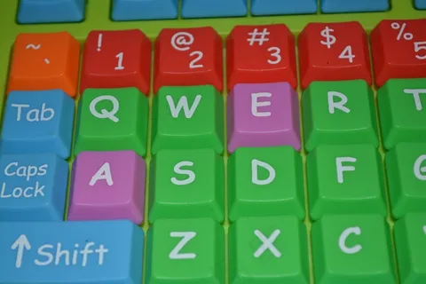 键盘，电脑，绿色，键，蓝色，红色，多彩