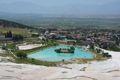 土耳其，景观，自然，棉花堡，岛，旅程