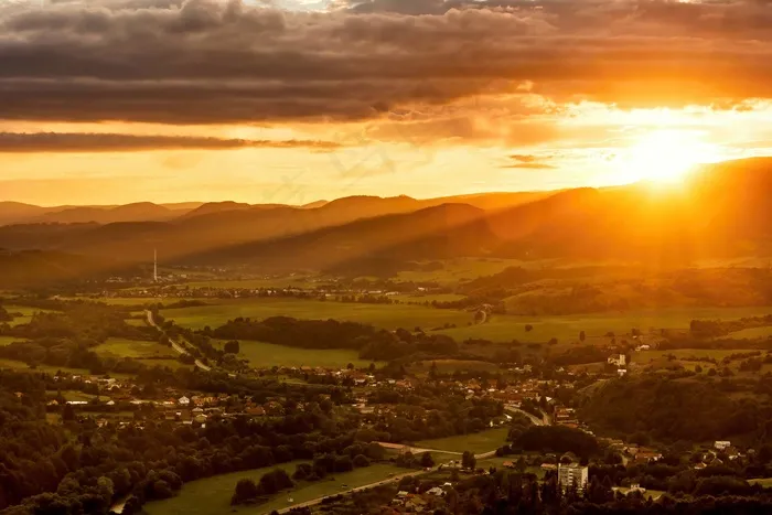 自然，太阳，西