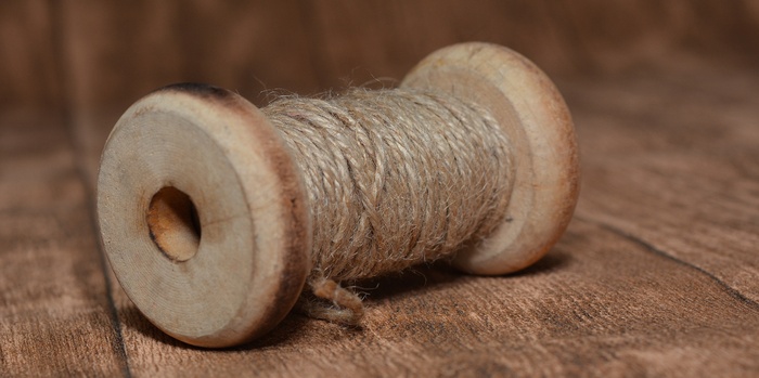 卷板，木质卷轴，纱线，黄麻羊毛，关闭