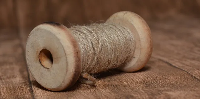 卷板，木质卷轴，纱线，黄麻羊毛，关闭