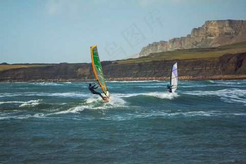 冲浪，风，金梅里奇湾，多塞特郡，英格兰