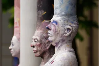 男人，女人，雕塑，对比，颜，脸，笔势