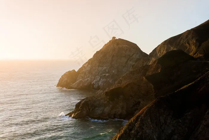 海洋,自然/人文景观,山峦,江河,石头,海黎明自然日落
