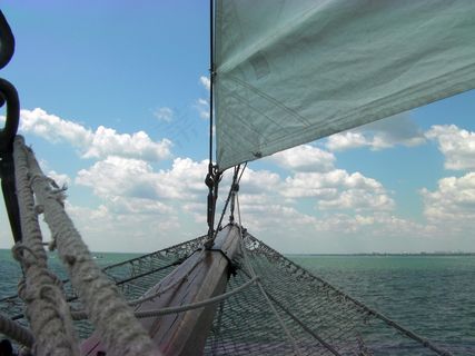 船，蓝色，观点，高大的船，净，帆，线