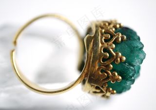 Drusy，Druzy，绿色，金色，金色，石英，戒指，宝石