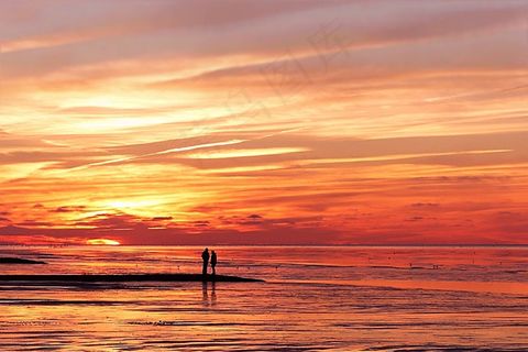 大自然，日落，北海，落潮，秋季