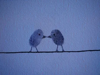 指纹，指纹，鸟类，爱情，一对，恋人