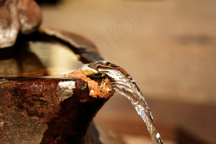 喷泉，水射流，部分视图，壶嘴，水