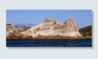 城堡，岩，海，教堂，韦内雷港，利古里亚，意大利