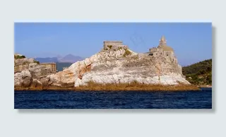 城堡，岩，海，教堂，韦内雷港，利古里亚，意大利