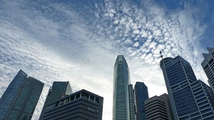 新加坡，摩天大楼，天际线，建筑，蓝色，天空