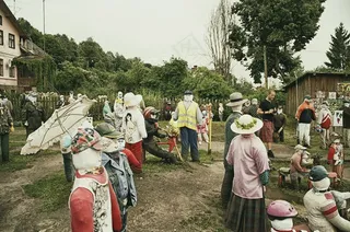 长城,街道,树,工艺品,假人