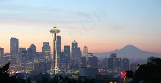 城市天际线，西雅图，市中心，太空针塔