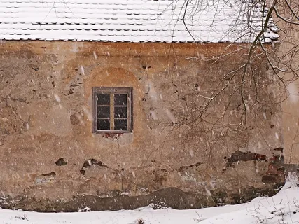 冬天，雪，下雪了，墙上，下雪了，片状，孤独