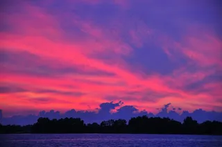 紫色，粉红色，日落，黄昏，剪影，水