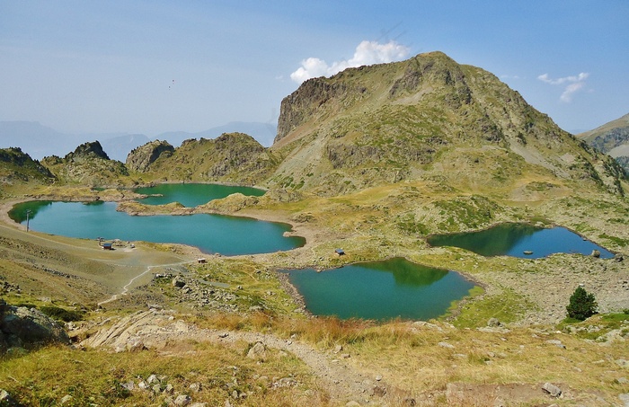 湖泊，山，徒步旅行，阿尔卑斯山，法国，景观