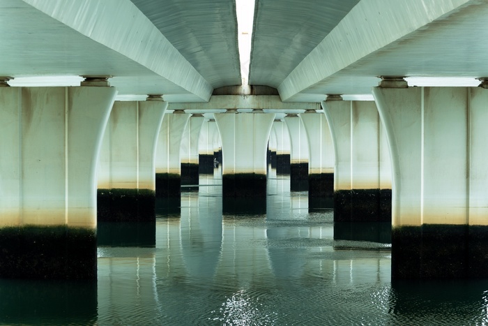 透视图，桥梁，建筑，水，大梁