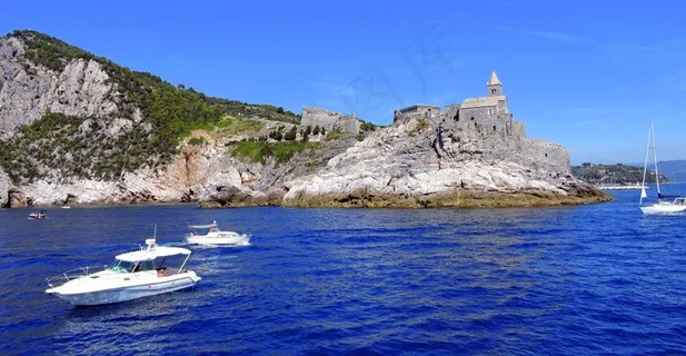 小船，悬崖，海，城堡，教堂，哥斯达黎加，岩