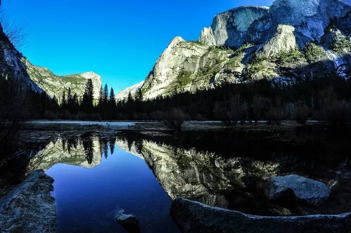 湖泊,山峦,冰雪,江河,风景,优胜美地湖倒影