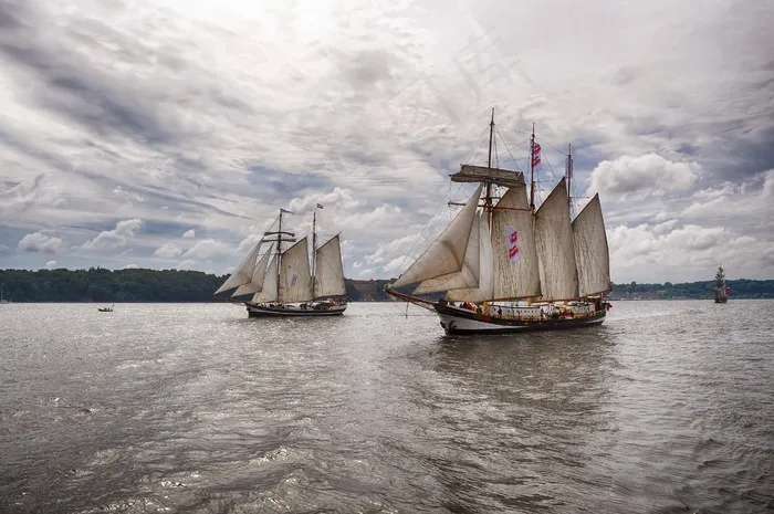帆船，海上，水，索具，旅行，海岸