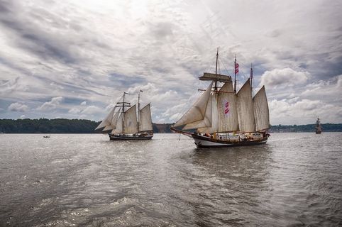 帆船，海上，水，索具，旅行，海岸