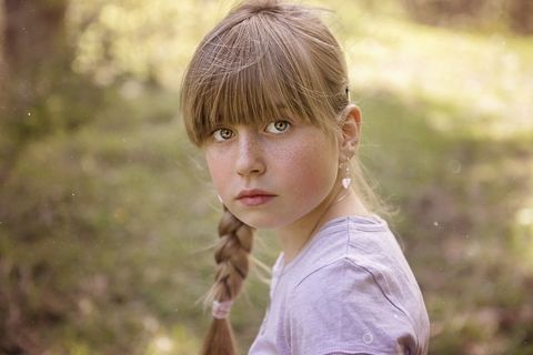 人，人类，儿童，女孩，脸，金发，意见，出