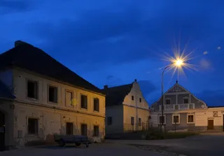架构，夜，光，Radošovice，农村