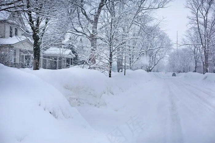 雪街，深雪，冬季，密歇根州，冰冷，冻结