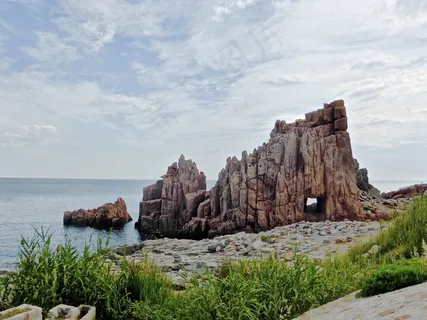 岩石，海岸，海边，Arbatax，撒丁岛，红色，海滨