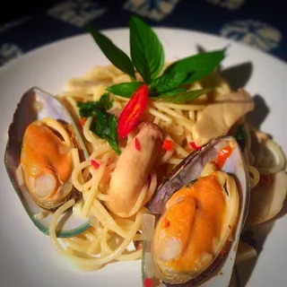 贻贝，意大利面，意大利美食