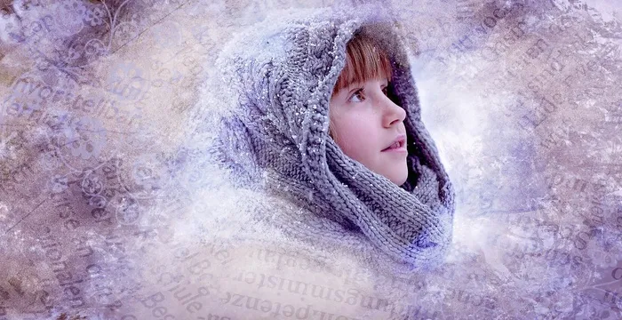 人，人的，儿童，女孩，脸，冬天，头饰