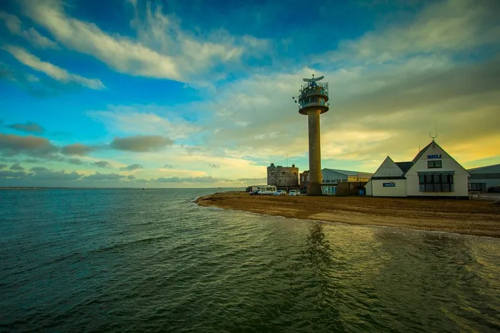 Calshot，灯塔，海洋，天空