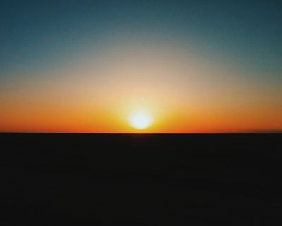 太阳，日落，橙色，发光，晚上，场景，浪漫