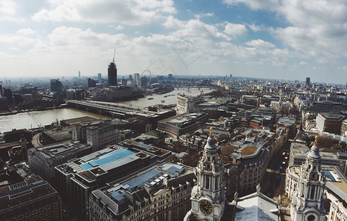 城市，空中，风景，全景，城市，城市景观