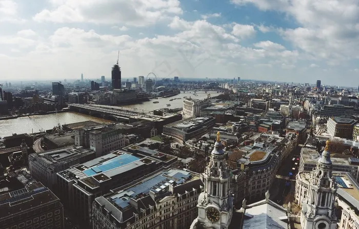城市，空中，风景，全景，城市，城市景观
