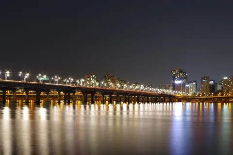 汉江,夜景,夜间摄影,首尔,桥 汉江,夜景,夜间摄影,首尔,桥