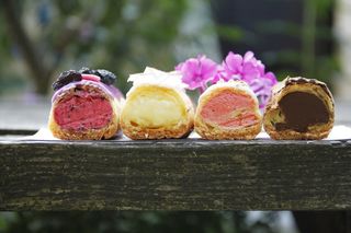 夏天，水果，甜点，浆果，泡芙，咖啡屋