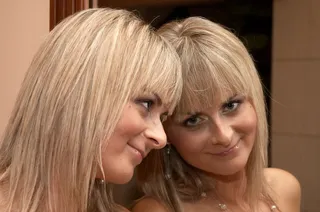 美丽的女人，镜子，头发，金发，字符