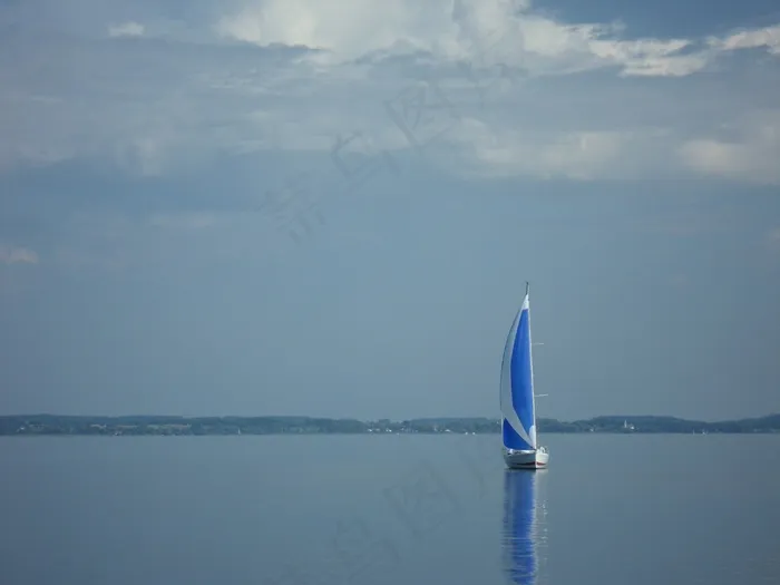 帆船，寂寞，蓝色，心情，基姆湖，水，宽
