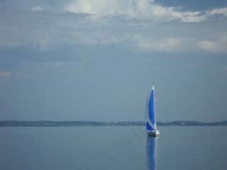 帆船，寂寞，蓝色，心情，基姆湖，水，宽