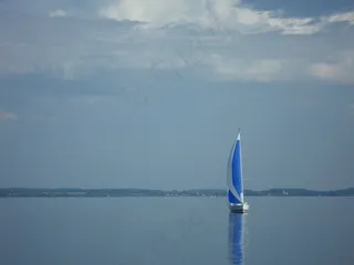 帆船，寂寞，蓝色，心情，基姆湖，水，宽