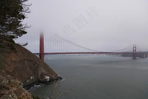 桥梁,树,海洋,街道,吊桥,雾雾金门大桥旧金山 桥梁,树,海洋,街道,吊桥,雾雾金门大桥旧金山