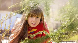 人类，儿童，女孩，脸，长长的头发，金发，出，自然