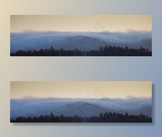 山峦,江河,湖泊,落叶松,壁纸,景观与雾中的树木