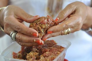 烤肉串，肉，烤架，烤肉，煮熟，食品